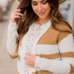 Striped Accent Knit Tunic Cardigan -Women's Clothing Store BB 2071 ebae7954 c819 404d b617 367a65f86ba0 211630