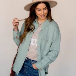 Basic Raw Edge Shacket -Women's Clothing Store BB 2077 04073863 e9e3 47b3 96ec 90886b58c053 598435