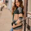 Heathered Striped Tissue Tunic Cardigan