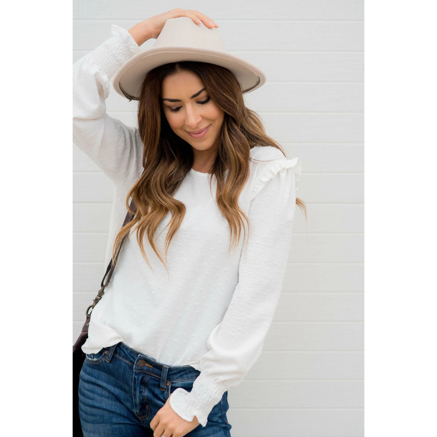 Swiss Dotted Ruffle Shoulder Blouse 8 Swiss Dotted Ruffle Shoulder Blouse - Image 8