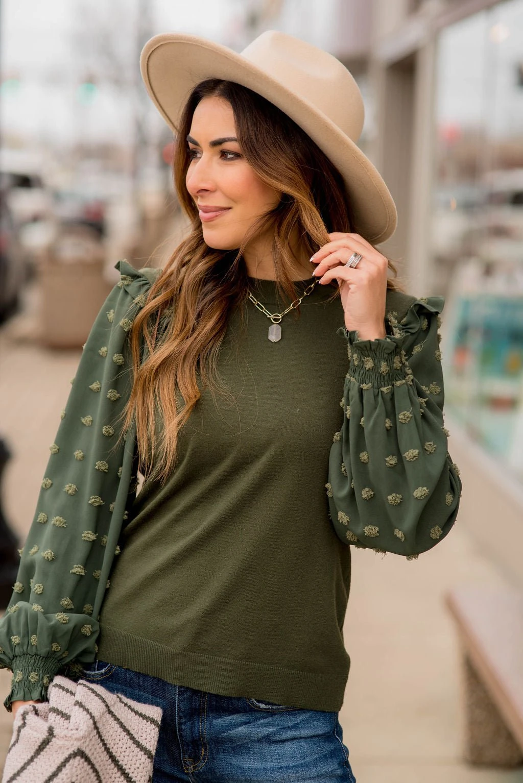 Textured Dot Sleeve Blouse 6 Textured Dot Sleeve Blouse - Image 6