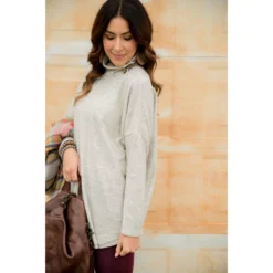 Side Button Knit Cowl Neck