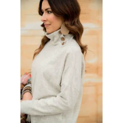 Side Button Knit Cowl Neck -Women's Clothing Store BB 2135 1