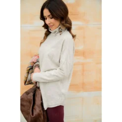 Side Button Knit Cowl Neck -Women's Clothing Store BB 2137 1