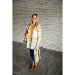 Light Grey Striped Cardigan -Women's Clothing Store BB 2138 6ff52f00 3fac 49b8 85a8 5c51637336bd