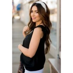 Diamond Cut Out Ruffle Trim Tank -Women's Clothing Store BB 2184 44e85970 596d 4fb1 a0a5 1c3d21d5d5dd