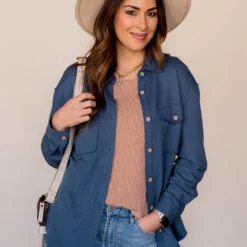 Basic Raw Edge Shacket -Women's Clothing Store BB 2185 e3806703 31f3 4aef 9907 d41d6b7f0d22 188133