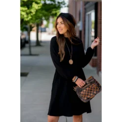 Textured Long Sleeve Cinch Dress -Women's Clothing Store BB 2210 6fda1e83 6131 4fd4 8dda 55a9156575c0
