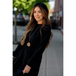 Textured Long Sleeve Cinch Dress -Women's Clothing Store BB 2213 402f1204 bb89 413b 96e7 7ec7f499aa7c