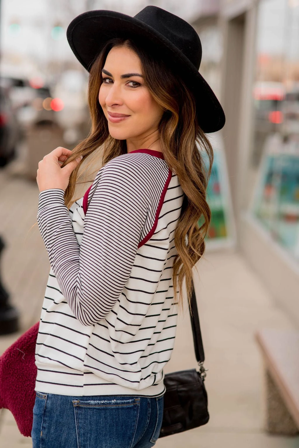 Multi Striped Solid Neck Long Sleeve Tee 19 Multi Striped Solid Neck Long Sleeve Tee - Image 19