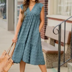 Textured Dot Ruffle Bottom V Midi Dress 23 Textured Dot Ruffle Bottom V Midi Dress -Women's Clothing Store BB 2234 b5665e10 64eb 4ed0 bf7f a2c51d919aa2 747660