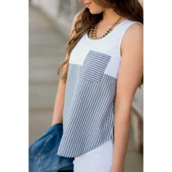 Striped Bottom Pocket Tank 22 Striped Bottom Pocket Tank -Women's Clothing Store BB 2235 59ea6e0e 2cfb 4743 aeba 99cbf007079e