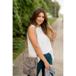 Cinched Neck Textured Dot Tank -Women's Clothing Store BB 2260