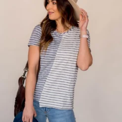 Asymmetrical Striped Tee -Women's Clothing Store BB 2274 239f0f80 2dad 47a7 9a8d 35d2a083fca4 675106