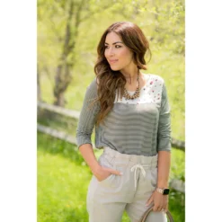 Olive Striped Dotted Bib Tee 10 Olive Striped Dotted Bib Tee -Women's Clothing Store BB 2287 574e470f d6a1 43de 8830 4bce8c28391a