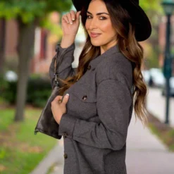 Thermal Raw Edge Shacket -Women's Clothing Store BB 2300 63074462 f5e0 4db4 aeb0 96216659f433 740483