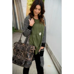 Striped Pocket Accent Cardigan -Women's Clothing Store BB 2304