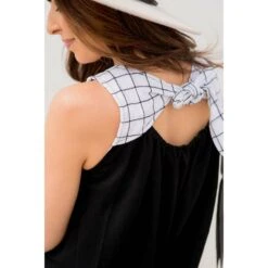 Grid Top Tie Back Tank -Women's Clothing Store BB 2311 7fd9878c 2f62 4826 bef5 bd1637c39d34