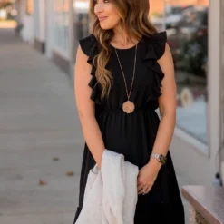 Flutter Accented Cinched Waist Dress