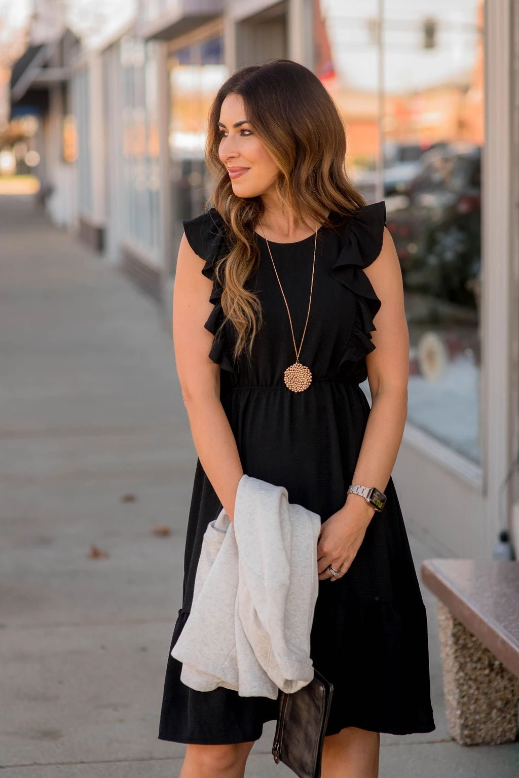 Flutter Accented Cinched Waist Dress 1 Flutter Accented Cinched Waist Dress