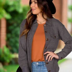 Thermal Raw Edge Shacket -Women's Clothing Store BB 2326 4a0be874 a5f9 49b2 acaa c2a5deca2e80 864125