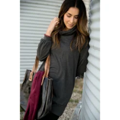 Charcoal Cowl Neck Sweatshirt Tunic -Women's Clothing Store BB 2331 08d54446 f048 406f 9edf 28307b46cdde