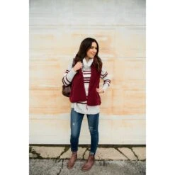 Touch Of Color Striped Cowl Neck Sweater -Women's Clothing Store BB 2348