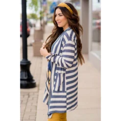 Striped Terry Tunic Cardigan -Women's Clothing Store BB 2361 b08c1d53 a701 49f3 8f8d ad62eb81bb08