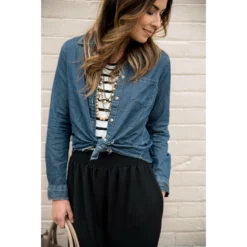 Black Striped Shirt -Women's Clothing Store BB 2365 1