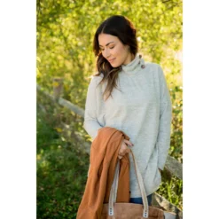 Side Button Knit Cowl Neck -Women's Clothing Store BB 2383