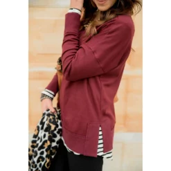 Detailed V Sweatshirt -Women's Clothing Store BB 2396