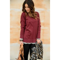 Detailed V Sweatshirt -Women's Clothing Store BB 2404