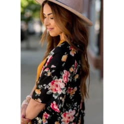 Black Floral Lightweight Kimono -Women's Clothing Store BB 2420 4251b662 246d 4572 b1ad d833802a1923