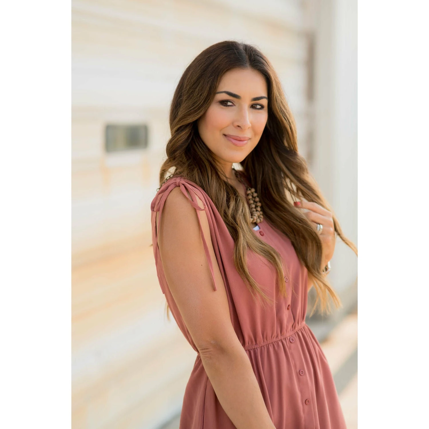 Tie Shoulder Button Down Midi 4 Tie Shoulder Button Down Midi - Image 4