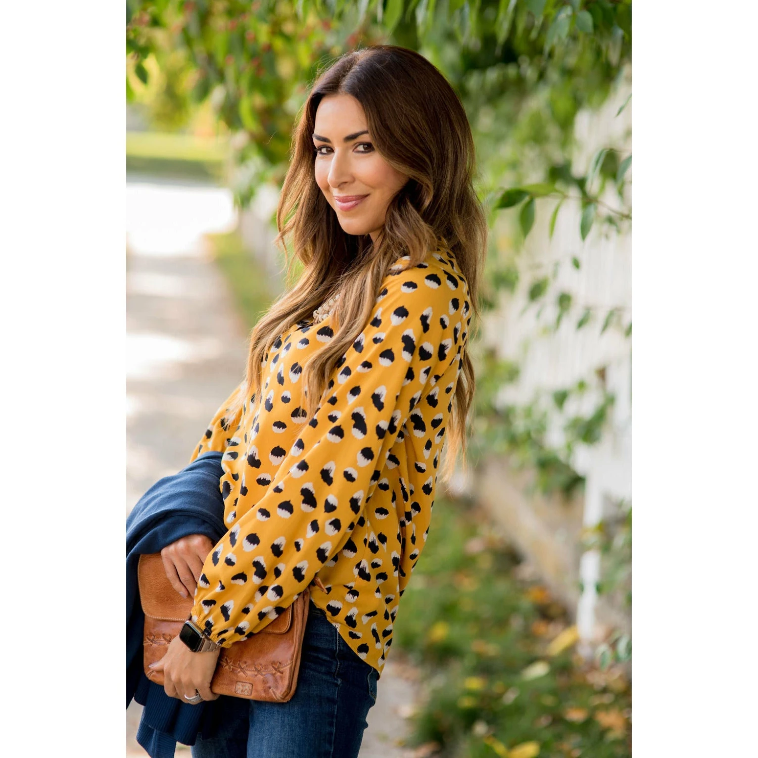 Mustard/Navy Dot Blouse 16 Mustard/Navy Dot Blouse - Image 16