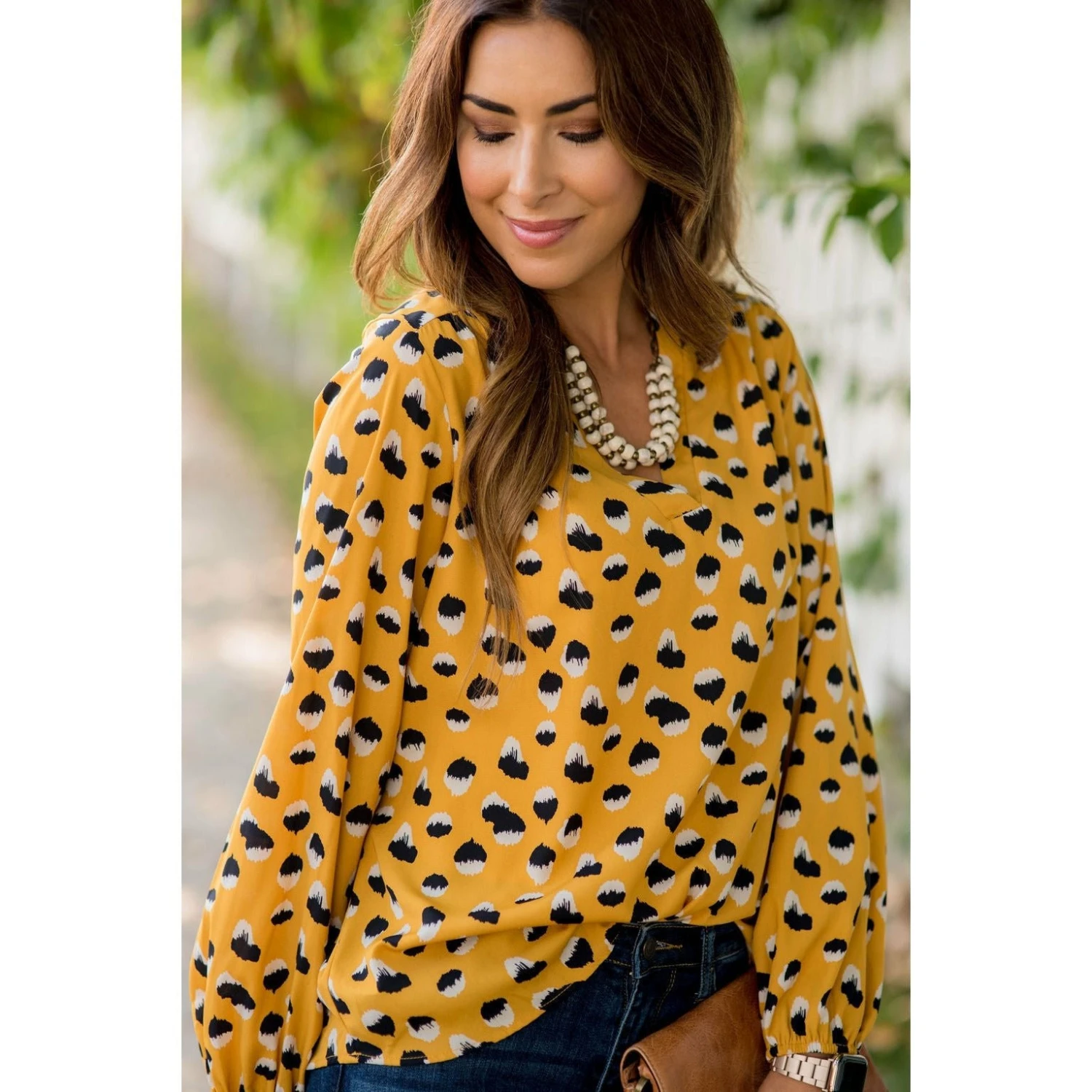 Mustard/Navy Dot Blouse 18 Mustard/Navy Dot Blouse - Image 18