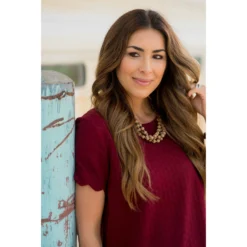 Short Sleeve Textured Scalloped Swing Dress -Women's Clothing Store BB 2456 61b86cf3 fe4d 437f 9383 27ce975d0069