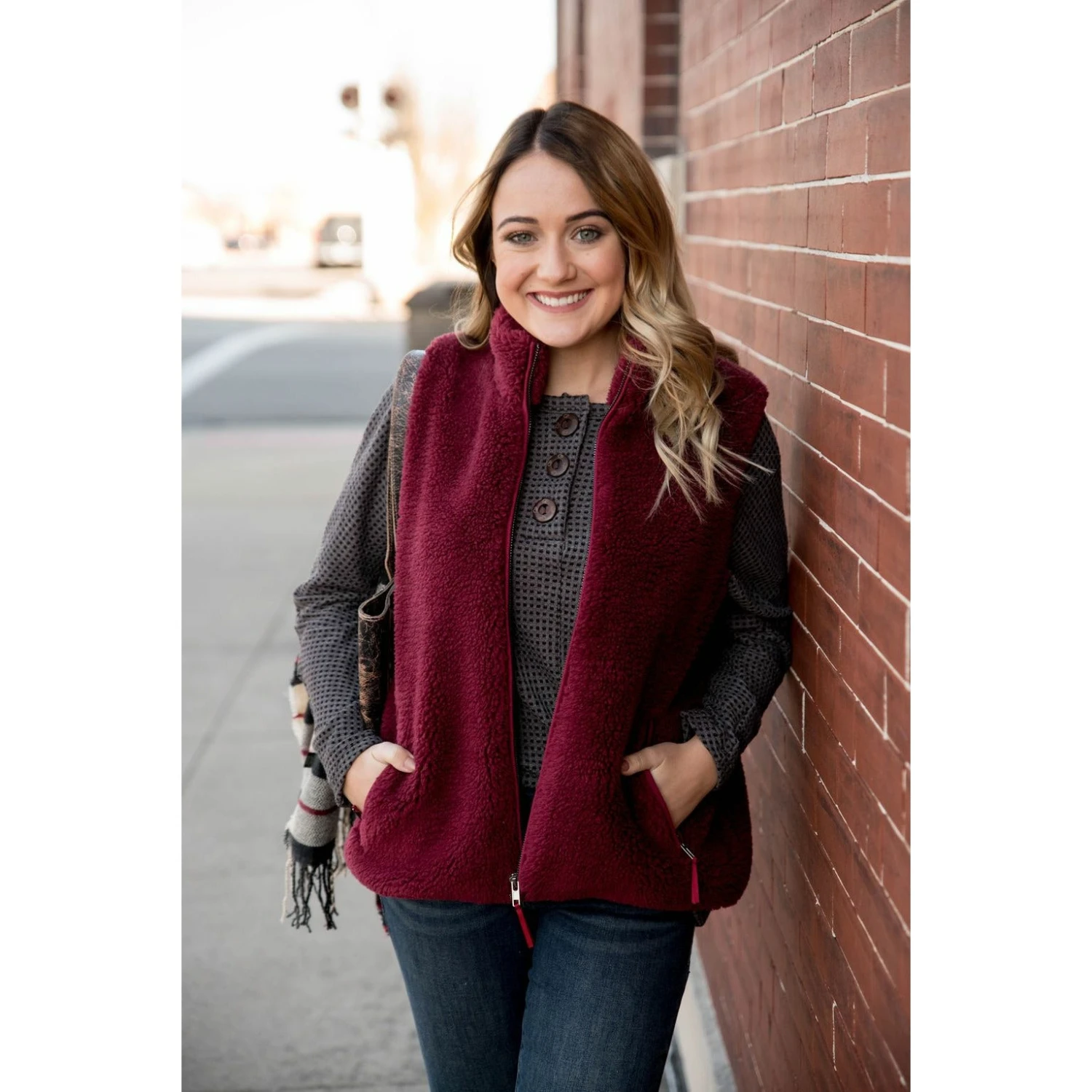 Textured Triple Button Top Long Sleeve Tee 6 Textured Triple Button Top Long Sleeve Tee - Image 6