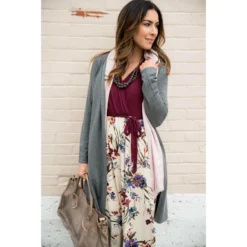 Ivory Floral Wrap Maxi Dress -Women's Clothing Store BB 2458