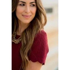 Short Sleeve Textured Scalloped Swing Dress -Women's Clothing Store BB 2458 00bd73c0 9b1a 4327 80ab 04ad36a26521