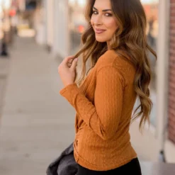 Vertical Textured Knot Front Tee -Women's Clothing Store BB 2464 a275ce8a 23ce 4fd6 8a80 bab37b26dc2f 541613