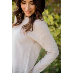 Textured Long Sleeve Tee -Women's Clothing Store BB 2469