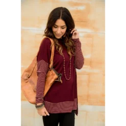 Hint Of Stripes Faux Poncho -Women's Clothing Store BB 2506