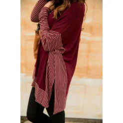 Hint Of Stripes Faux Poncho -Women's Clothing Store BB 2509