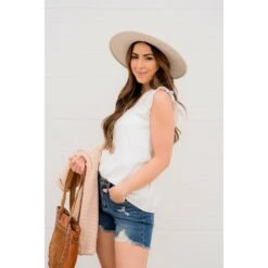 Diamond Cut Out Ruffle Trim Tank -Women's Clothing Store BB 2515 a48c1596 7c04 4fdd a57e 007dc9c2a832