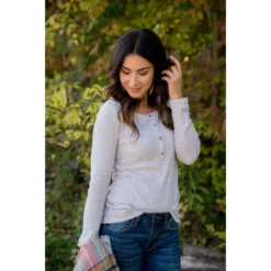Henley Long Sleeve Tee -Women's Clothing Store BB 2517
