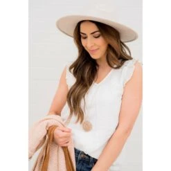 Diamond Cut Out Ruffle Trim Tank -Women's Clothing Store BB 2519 05cba971 83d5 4a57 8589 b899bb507b39