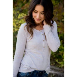 Henley Long Sleeve Tee -Women's Clothing Store BB 2522