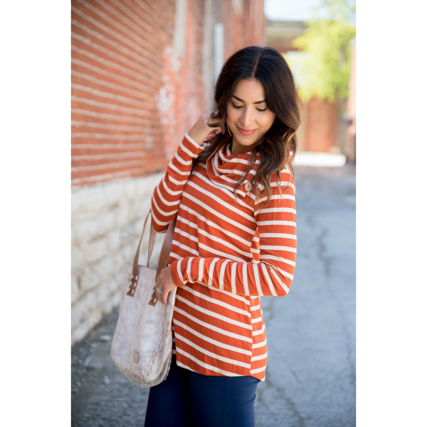 Striped Button Neck Sweatshirt 17 Striped Button Neck Sweatshirt - Image 17