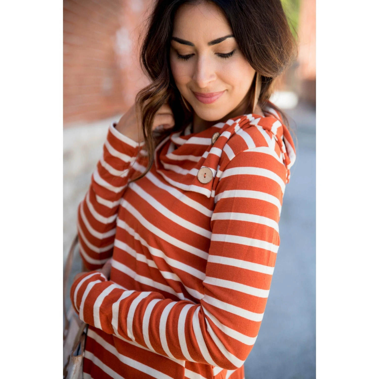 Striped Button Neck Sweatshirt 7 Striped Button Neck Sweatshirt - Image 7